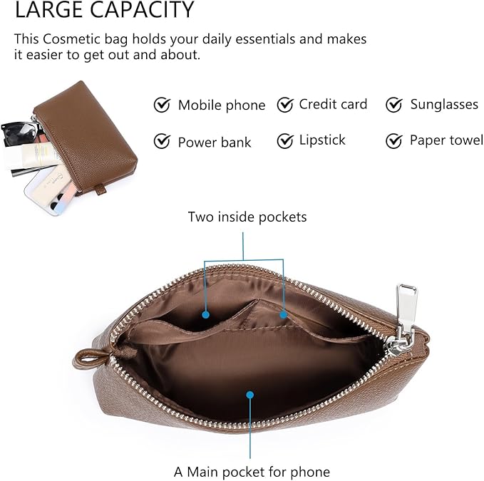 PU Leather Makeup Simple and Convenient Handbag Small Exquisite Storage Bag (Pu/Toffee Brown)
