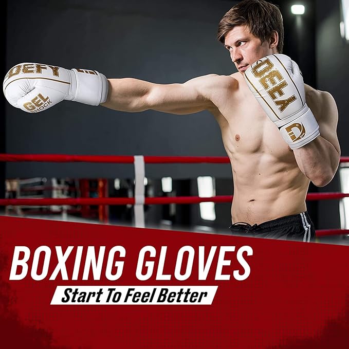 DEFY Boxing Gloves for Men & Women - Premium Quality Synthetic Leather Boxing Gloves for Training - Perfect for Punching Heavy Bags, Sparring, & Fighting Gloves