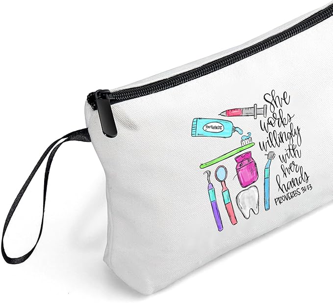 Dental Hygienist Gifts,Dentist Gift,Dental Assistant Gifts,Teeth Gifts for Female Friend Sister,Dental Gifts,Dental Gifts for Coworkers,Dentist Appreciation Gift Makeup Bag,Christmas Gifts