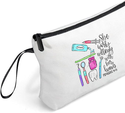 Dental Hygienist Gifts,Dentist Gift,Dental Assistant Gifts,Teeth Gifts for Female Friend Sister,Dental Gifts,Dental Gifts for Coworkers,Dentist Appreciation Gift Makeup Bag,Christmas Gifts