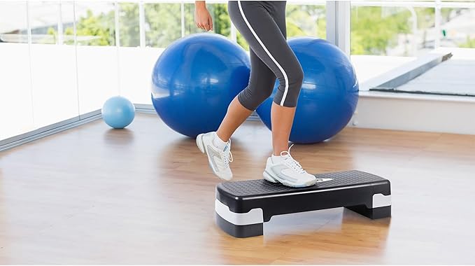 HolaHatha Compact Portable Aerobic Step Platform Exercise Fitness Equipment, Cardio Stepper with Adjustable Height for Home Gym