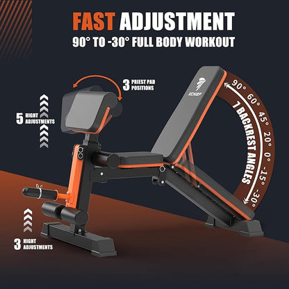 Adjustable Weight Bench - 1000 LBS Heavy Duty
