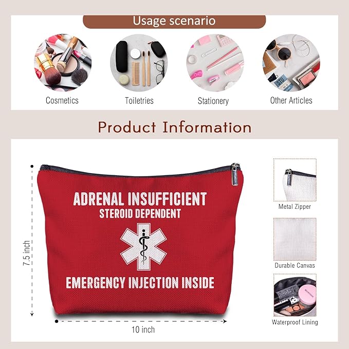 Nurse Doctor Cosmetic Bag - Doctor Nurse Gifts for Women, Nurse Small Medical Bag,Adrenal Insufficiency Makeup Bag, Emergency Makeup Bag, Emergency Injection Bag for Travel