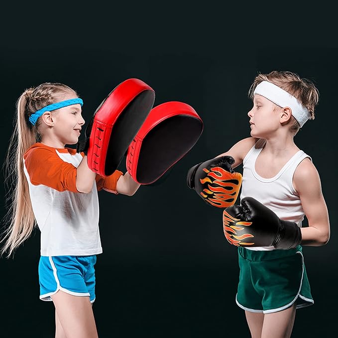 Odoland Punching Mitts Kick Pack Set, Boxing Mitts Focus Pads, Taewondo Kick Pad, Great for Boxing, Kickboxing, Karate, Muay Thai, MMA Training