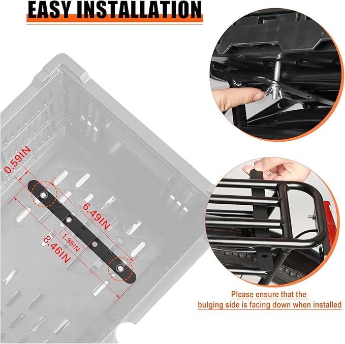 Bike Foldable Rear Basket, Rear Bicycle Cargo Rack, Ebike Storage Rear Basket with Large Capacity, Cargo Net and Rainproof Cover, Easy to Install. Resistant to Heat & Corrosion