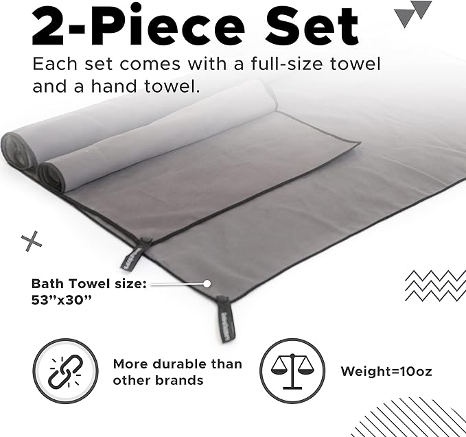 Quick Dry Travel Towel Fast Drying Lightweight - 2 Pack