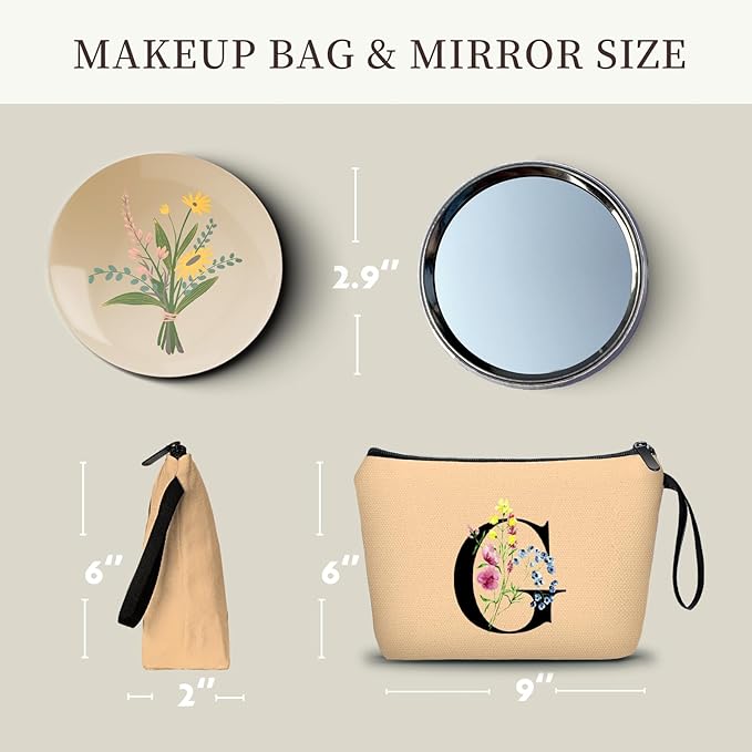 SEAMOON Maid of Honor Friendship Birthday Gifts for Women Her Aunt Sister Bridesmaid Coworkers Bride Personalized Makeup Cosmetic bag with Mirror Mothers Day Christmas Graduation G