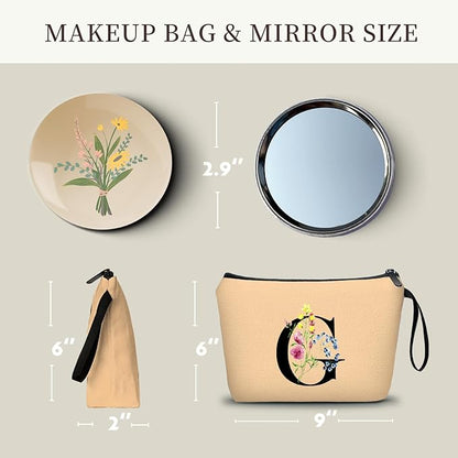 SEAMOON Maid of Honor Friendship Birthday Gifts for Women Her Aunt Sister Bridesmaid Coworkers Bride Personalized Makeup Cosmetic bag with Mirror Mothers Day Christmas Graduation G