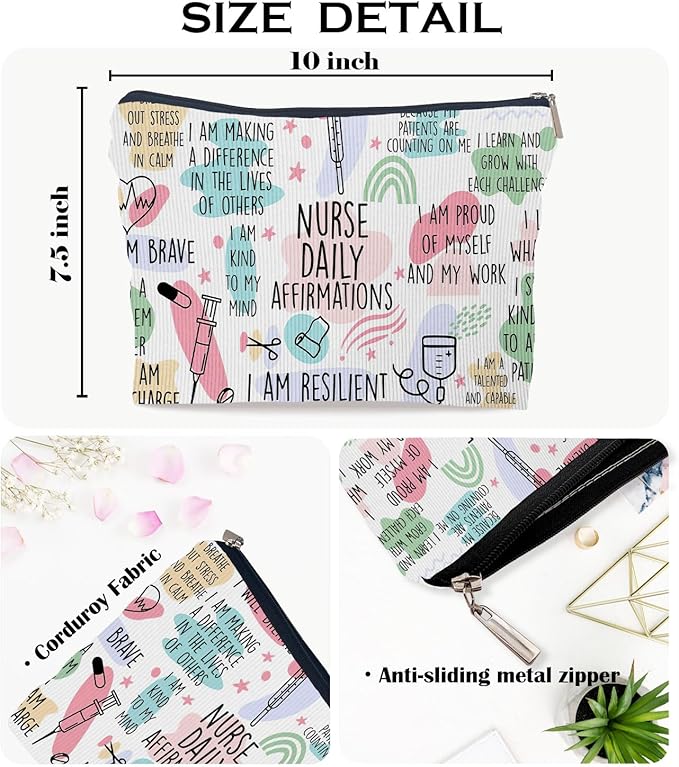 Ayxvt Nurse Corduroy Bag,Nursing Bags for Nurses, Nurse Cosmetic Bag,Nurse Gifts, Nurse Makeup Bags,Nurse Gifts for Women, Nurse Zipper Pouch（Corduroy）