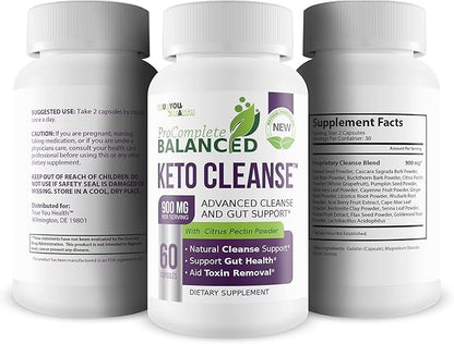 Keto Cleanse - Pro Complete Balanced Cleanse & Gut Support - Aid Toxin Removal & Nutrient Absorption - Help Cleanse The Body & Digestive Tract - All Natural Formula - Promote Healthy Gut & Digestion