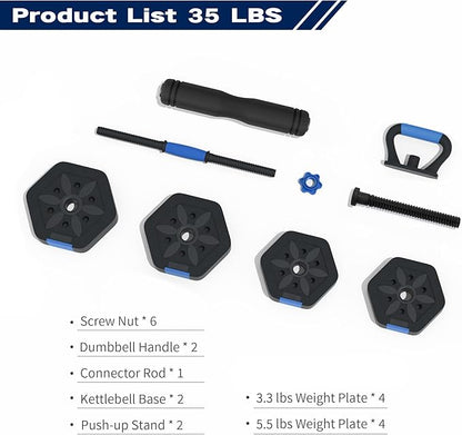 VIVITORY Dumbbell Sets Adjustable Weights, Free Weights with Connector, Non-Rolling Adjustable Dumbbell Set, Barbell for Home Gym, Hexagon, Cement Mixture