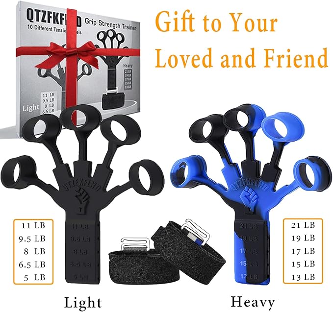 Grip Strength Trainer with Forearm Strengthener Recover(5 PCS)