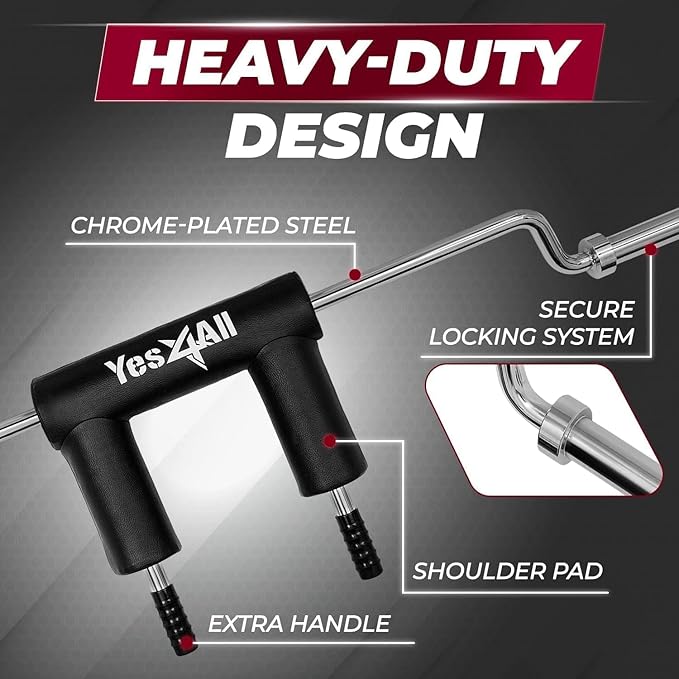 Yes4All Multi Grip Barbell & Cable Attachment - 2 Collars,