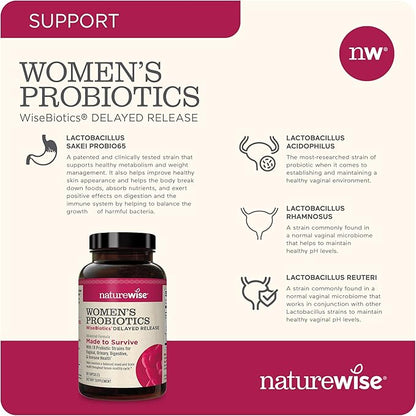 NatureWise Probiotics for Women - With Prebiotics and Cranberry - Vaginal, PH Balance, Digestive, Urinary Tract Support - 18 Unique Strains, 20 Billion CFU - 60 Capsules[2-Month Supply]
