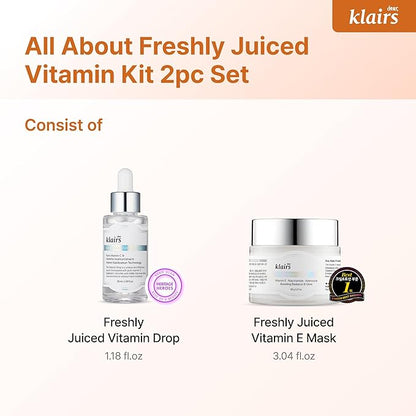 DearKlairs Ultimate Kit for Revitalizing Dull Skin, 2 Step Freshly Juiced vitamin Set, a mild and effective vitamin care routine
