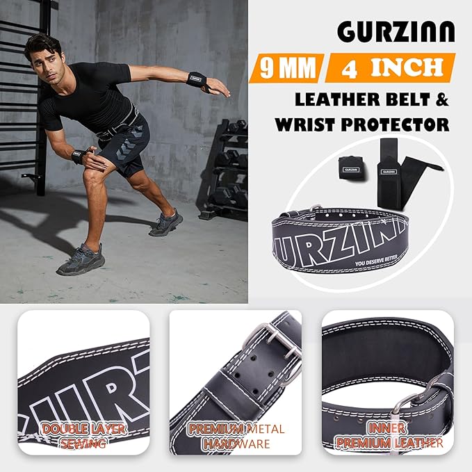 Weight Lifting Belt 4 inch Leather Belt Foam