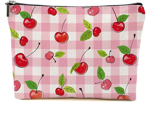 Cherry Makeup Bag Coquette Aesthetic Cosmetic Bag Cherry Gifts for Women Girls Friend Daughter Cherry Themed Gifts Travel Organizer Zipper Pouch Graduation Birthday Friendship Gifts