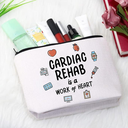 GJTIM Cardiac Rehab Gift Cardiologist Gift Cardiac Rehab Nurse Gift Cardiac Rehab Is A Work Of Heart Makeup Zipper Pouch (Cardiac Rehab Bag)