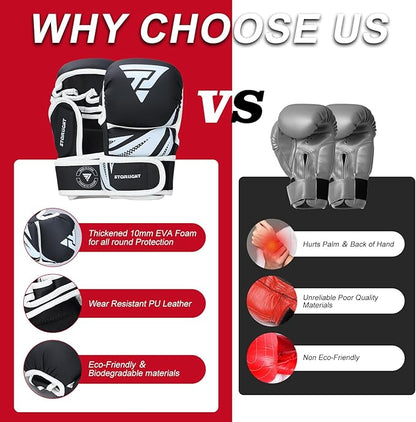 MMA Gloves for Sparring Grappling, Hybrid Open Palm Martial Arts Mitts, Maya Hide Leather Wrist Support, Fighting Combat Sports MMA Boxing Glove for Men Women Punching Bag Muay Thai Training
