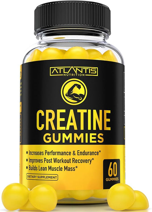 Creatine Monohydrate Gummies for Strength & Athletic Performance - 5g Creatine Per Serving - Creatine Chews to Build Muscle, for Performance & Post Workout Recovery - 60 Creatine Gummies for Women/Men