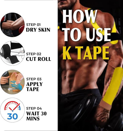 Kinesiology Tape Pro Athletic Sports-3 Rolls,16ft Uncut Strips Breathable Latex Free Muscle Tape for Ankle Wrists Knee Elastic Running Tennis Swimming Football Sports Activities Tapes(Black Blue Pink)