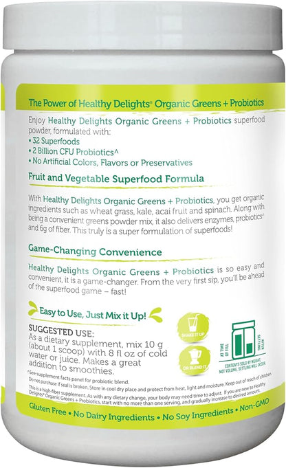 Healthy Delights Organic Greens Powder, Greens Powder with Fiber, Organic Greens Powder Superfood, Naturally Boost Energy, USDA Organic, Delicious Berry Flavored, 30 Servings (Packaging May Vary)