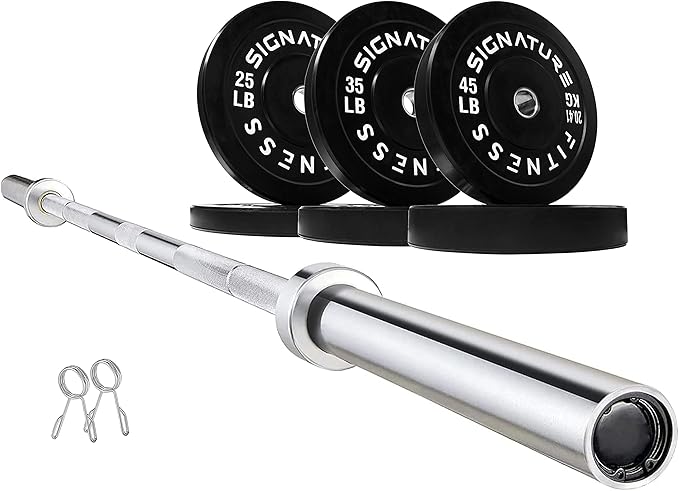 Signature Fitness 2" Olympic Bumper Plate Weight Plates 7FT Olympic