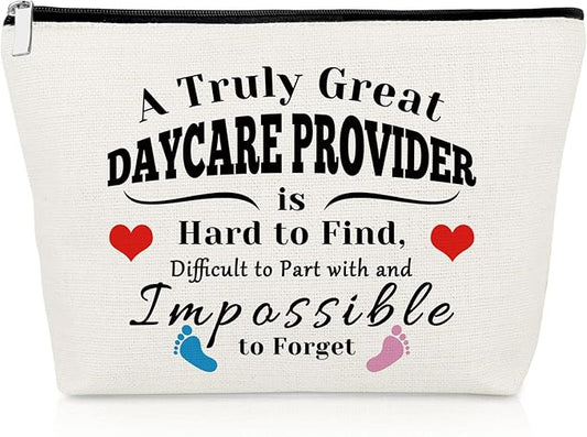 Daycare Provider Appreciation Gift Teacher Gift for Women Cosmetic Bag Makeup Bag Thank You Presents for Childcare Provider Childhood Educators Teacher's Day Christmas Birthday Presents Travel Pouch