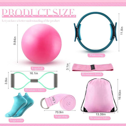 Poen 14 Pcs Pilates Ring and Ball Set 8 Resistance