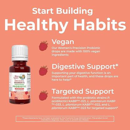 MaryRuth Organics USDA Organic Womens Probiotic Liquid Drops for Digestive Health | Targeted Support for Women | Four Probiotic Blend | Women's Wellness | Dairy Free | 30 Servings