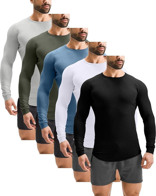 GYM REVOLUTION Men's 5 Pack Workout Gym Hipster Curved Hem Muscle Fitness Hip Hop T Shirts