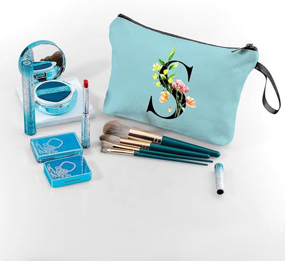 SEAMOON Women Birthday Unique Bride to be Bridal Shower Initial Gifts for Mom Sister Friend Her Teacher Aunt Makeup Cosmetic Bag with Mirror Mothers Day Christmas Graduation S