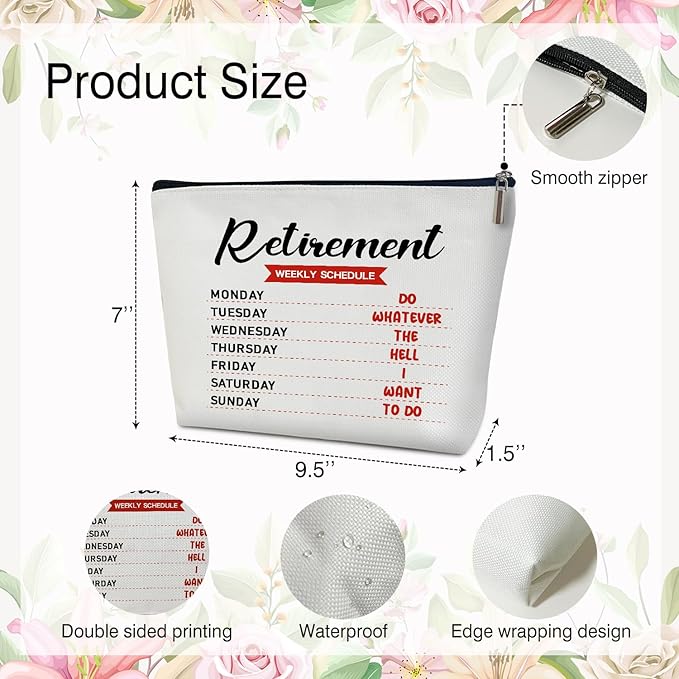 Multifunction Makeup Bag Purse - Retirement Weekly Schedule, Retired Gift for Her, Women, Mom, Wife, Grandma, Aunt, Coworker, Travel Accessories -05