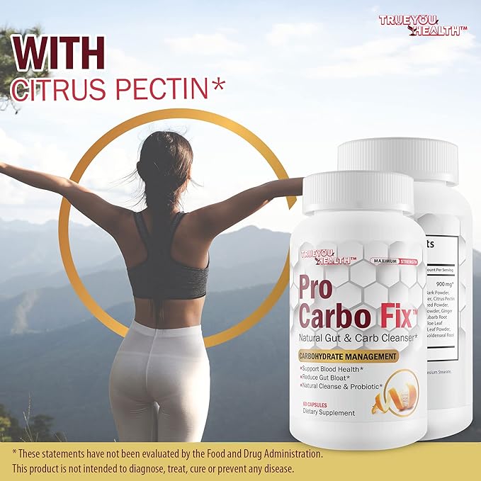 Pro Carbo Fix - Natural Gut & Carb Cleanse Supplement - Plant Based Formula w/Probiotics - Support Digestive Health & Blood Health - Help Flush Carbs & Toxins - Promote Regularity & Reduced Gut Bloat