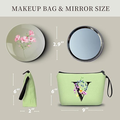 SEAMOON Maid of Honor Friendship Birthday Gifts for Women Her Aunt Sister Bridesmaid Coworkers Bride Personalized Makeup Cosmetic bag with Mirror Mothers Day Christmas Graduation V