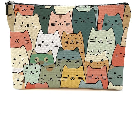 Cute Cat Makeup Bag Cat Gifts Cosmetic Bag Cat Lover Gifts for Women Girls Friends Niece Cat Themed Gifts Cat Stuff Travel Organizer Zipper Pouch Graduation Birthday Friendship Gifts