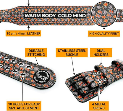 WARM BODY COLD MIND Leather Weight Lifting Belt 4" Adjustable