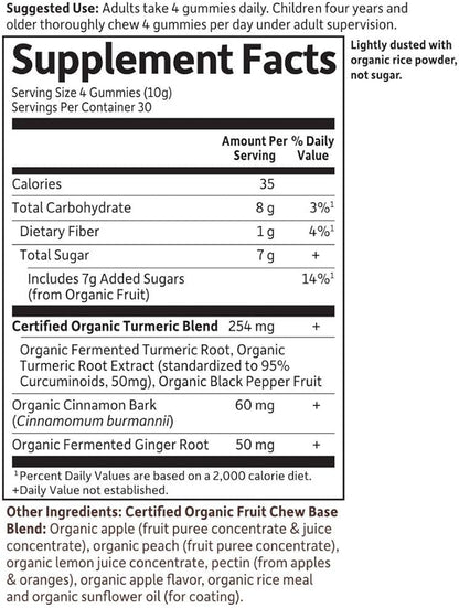 Garden of Life Organics Turmeric Inflammatory Response Gummy - 120 Real Fruit Gummies for Kids & Adults, 50Mg Curcumin (95% Curcuminoids), No Added Sugar, Organic, Non-GMO, Vegan & Gluten Free