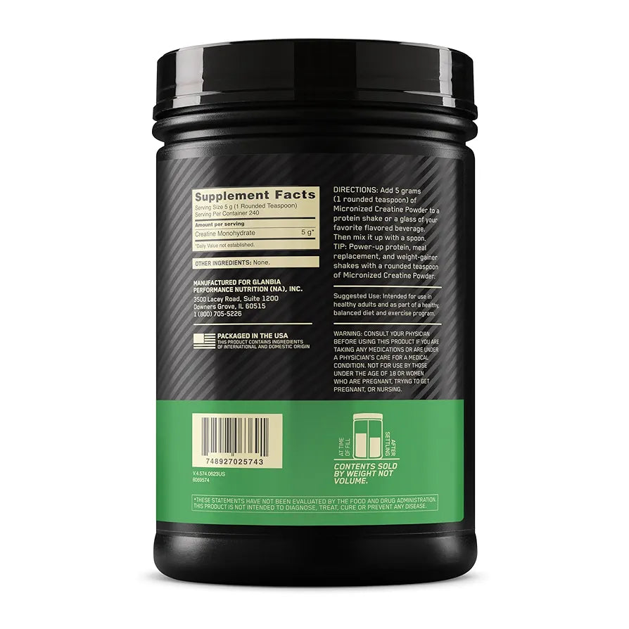 Optimum Nutrition Micronized Creatine Monohydrate Powder, Unflavored, 240 Servings, 1200 Grams