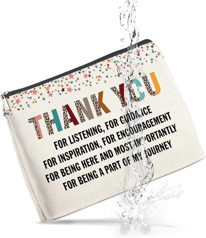 Thank You Gifts for Women Makeup Bag, Appreciation Gifts for Boss Coworkers Teacher Friends, Thank You for Being Part of My Journey Cosmetic Bag Zipper Makeup Pouch