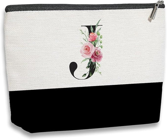 Initial Makeup Bag, Personalized Gifts for Women, Personalized Makeup Bag, Bridesmaid Gifts, Cosmetic bags for Women (Letter J)