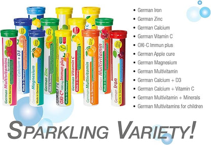 German Multvitamin 10 Vitamins - 480 Vegan Drink Effervescent Tablets - Orange Flavor - Made in Germany