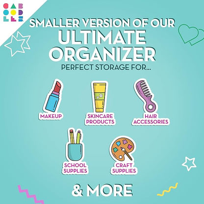 Caboodles Pretty in Petite Makeup Box, Hard Plastic Organizer Box, 2 Swivel Trays, Fashion Mirror, Secure Latch for Safe Travel