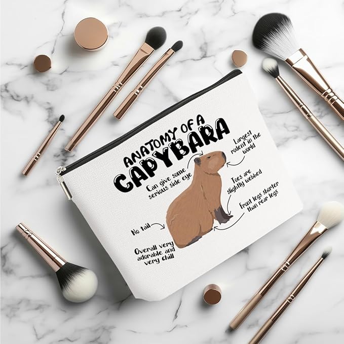 Funny Capybara Makeup Bag, Capybara Gifts for Women, Capybara Lovers Cosmetic Bag Travel Organizer Bags Makeup Pouch, Capybara Stuff Animal Lovers Gifts for Girls Wife Christmas birthday Gifts