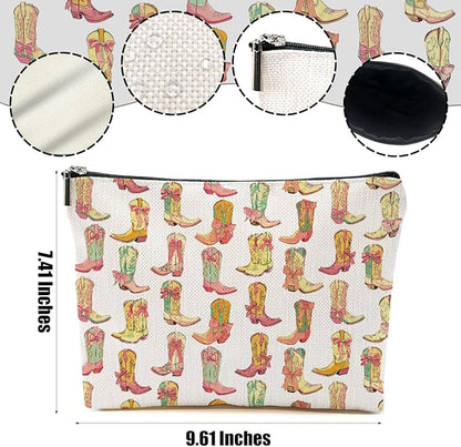 4pcs Western Makeup Bag, Western Gifts for Women Cosmetic Bag Cowgirl Gifts for Women Female Girls Sister BFF, Cowboy Boots Gift Christmas Birthday Gift, Cowgirl Stuff
