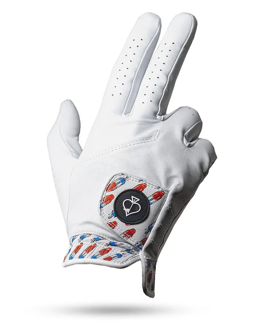 Pins & Aces - Rocket Pop Golf Glove Design - Premium AAA Cabretta Leather, Long-Lasting Durable Tour Glove for Men or Women - Premium Leather Golf Glove Left & Right Hand