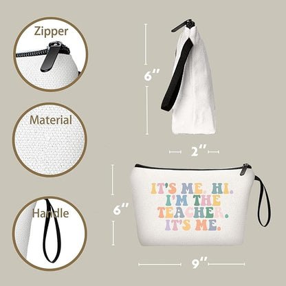 Teacher Thank You Appreciation Gifts for Women Coworker Friend New Teach Makeup Cosmetic Bag Hi Its Me Christmas