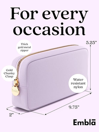 Embla Makeup Bag Travel Cosmetics Pouch and Toiletry Bag, Nylon Zipper Pouch Purse, Cute Make Up Organizer Storage Tote for Women Girls, Waterproof Travel Skincare Case, Small Makeup Bags,Orchid