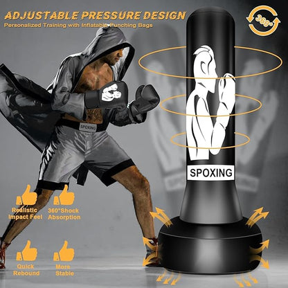 Standing Punching Bag for Adults, 70" Punching Bag Stand, Boxing Heavy Bag with Stand, Freestanding Punching Bag for Adults Men MMA Thai Fitness Karate Muay Beginners