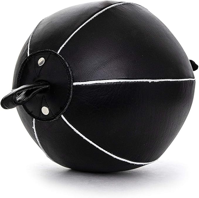PRO IMPACT Genuine Leather Double End Boxing Punching Bag - Speed Striking & Dodge Training Ball for MMA, Muay Thai, Boxing, Gym Workout - Includes Cords & Hooks for Easy Setup